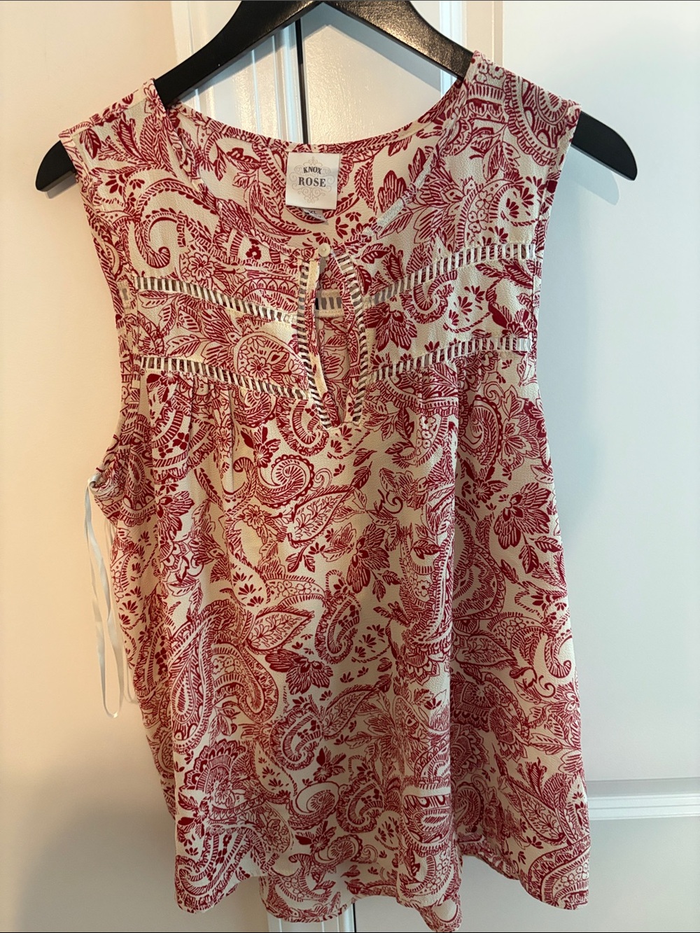 Knox Rose Cream Tank with Red Paisley Print